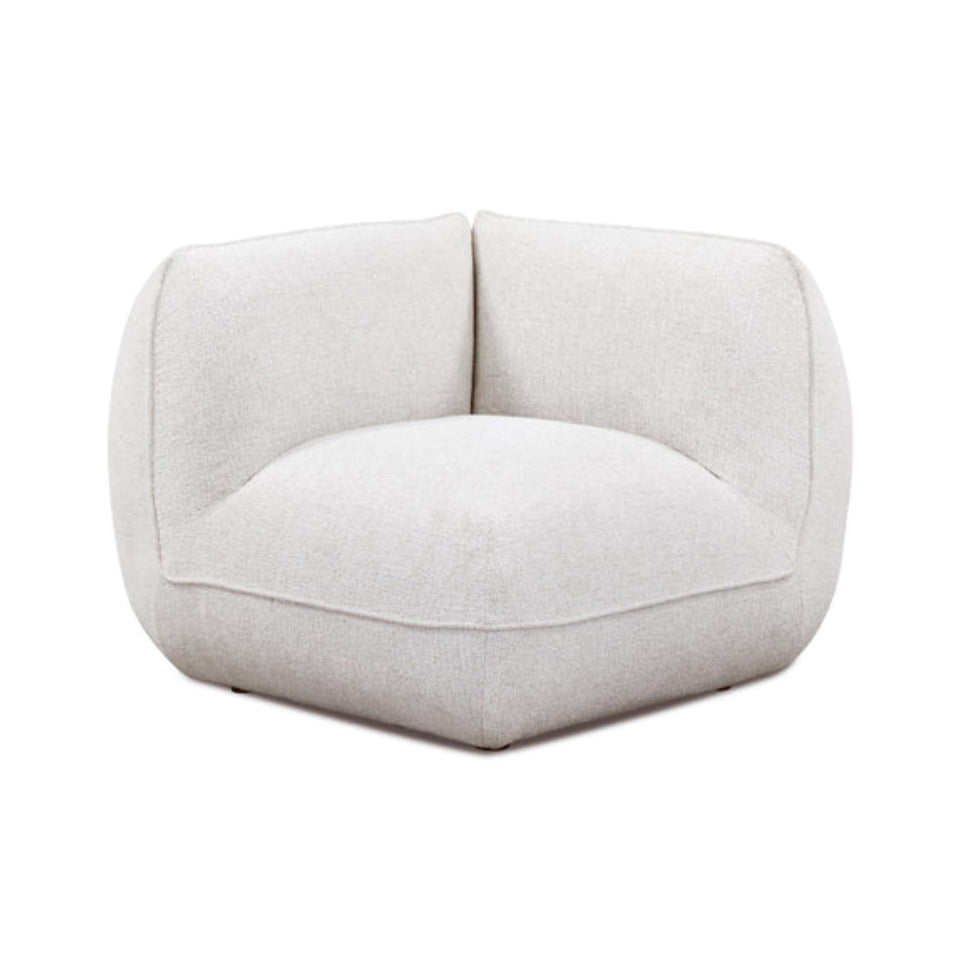 Arezza Stone White Contract-Grade Basketweave Chenille Corner Chair