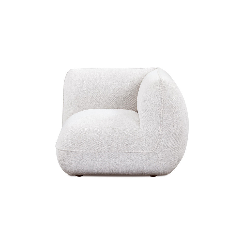 Arezza Stone White Contract-Grade Basketweave Chenille Corner Chair