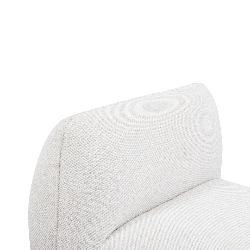 Arezza Stone White Contract-Grade Basketweave Chenille Armless Chair